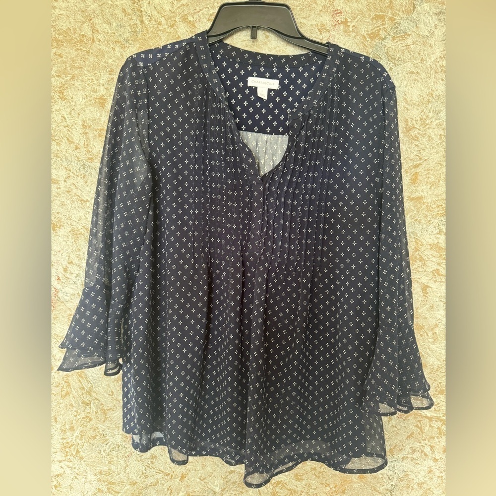 Charter Club Blue Flutter Sleeve Blouse